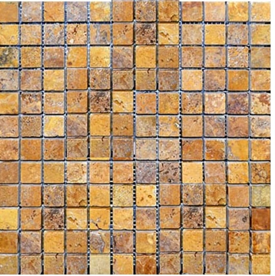 Tumbled 1x1 Gold Travertine Mosaics Box of 5 sq.ft